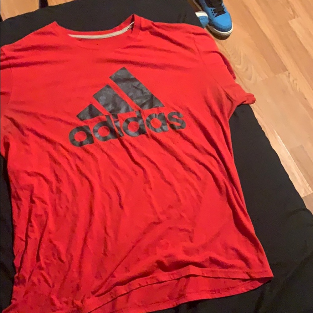 red adidas shirt